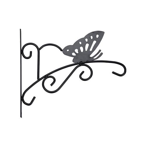 Garden Wall Hanger For Planters Black With Metal Butterfly 25.5cm(10")