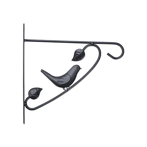 Garden Wall Hanger For Planters Black With Metal Bird 25.5cm(10")