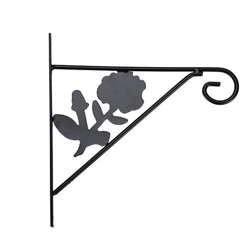 Garden Wall Hanger For Planters Black With Metal Rose 25.5cm(10")