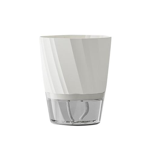 Flower Pot Round Self-Absorbing Watering White D15 x H11.5+H5.5cm (6"x 5"+2")