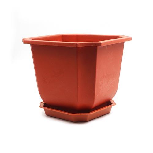 Flower Pot Square Plastic Terracotta with Plate D38xH29.5cm(15"x11.6")