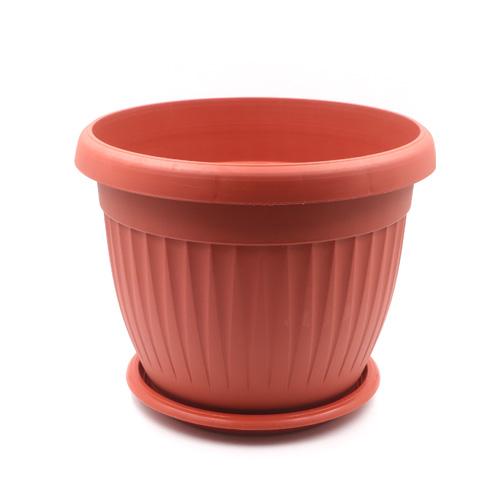 Flower Pot Round Plastic Terracotta with Plate D18xH15cm(7"x5.9")