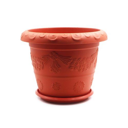 Flower Pot Round Plastic Terracotta with Plate D37xH29.5cm(14.5"x11.6")