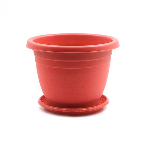 Flower Pot Round Plastic Terracotta with Plate D16.5xH12.5cm(6.5"x5")