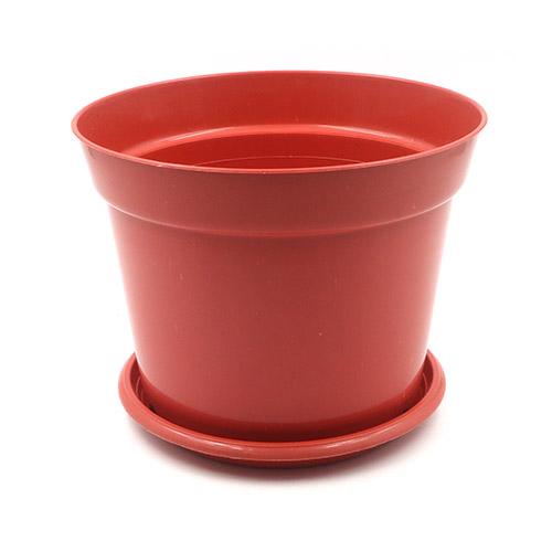 Flower Pot Round Plastic Terracotta with Plate D15xH12.5cm(5.9"x4.9")