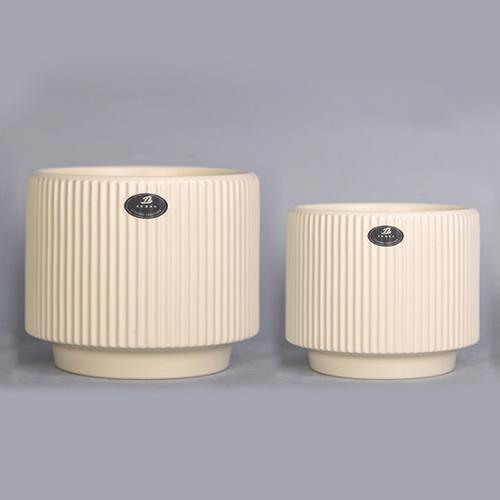 Ceramic Plant Pot 2PK ??30x20cm & ??25x18cm (11.8"x7.9" & 10"x7.1") Beige