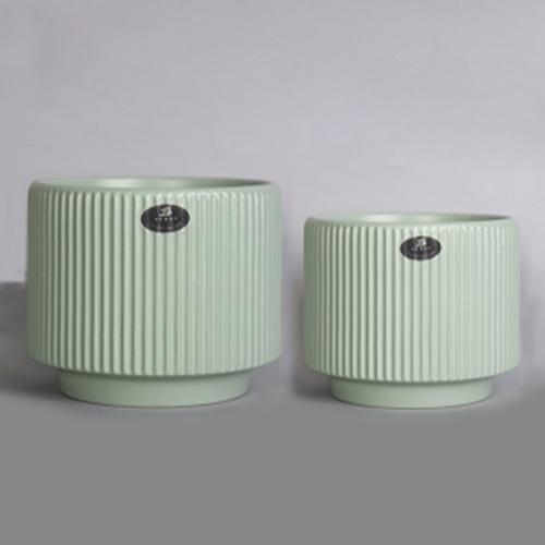 Ceramic Plant Pot 2PK ??30x20cm & ??25x18cm (11.8"x7.9" & 10"x7.1") Light Green