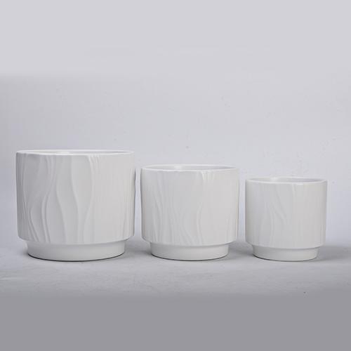 Ceramic Plant Pot 3PK ??19.5x16.5cm & ??15.8x13.9cm & ??13.1x12.3cm (7.7"x6.5" & 6.22"x5.5" & 5.2"x4.9") White