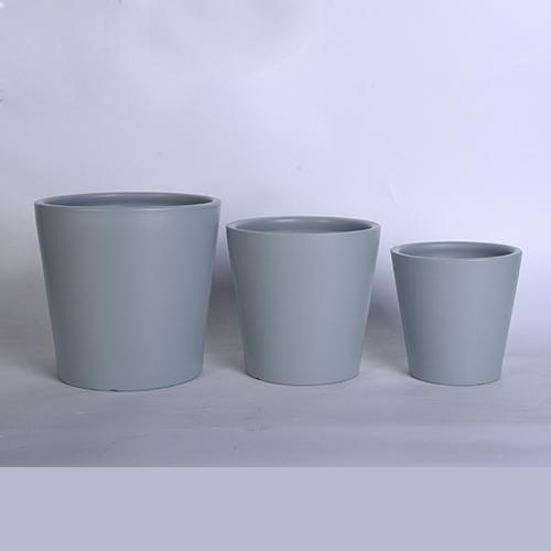 Ceramic Plant Pot 3PK ??19.2x18.5cm & ??16.7x16cm & ??13.3x13.4cm (7.5"x7.2" & 6.6"x6.3" & 5.2"x5.3") Grey