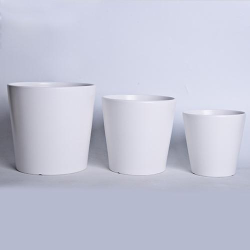 Ceramic Plant Pot 3PK ??19.2x18.5cm & ??16.7x16cm & ??13.3x13.4cm (7.5"x7.2" & 6.6"x6.3" & 5.2"x5.3") White