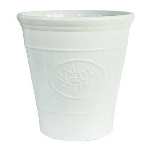 Plastic Planter Flower Pot Round White Top 40cm (15.7") Height 41cm (16") Bottom 26cm (10")
