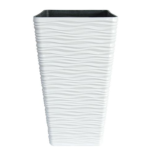 Plastic Planter Flower Pot Square White Top 29cm (11.5") Height 55cm (21.5") Bottom 22.5cm (9")