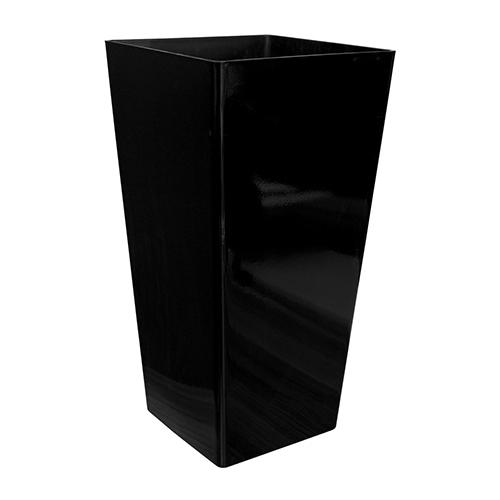 Plastic Planter Flower Pot Square Black With Inner Pot & Tray Top 30cm (12") Height 59cm (23") Bottom 22cm (8.7") Built In Self Drainage
