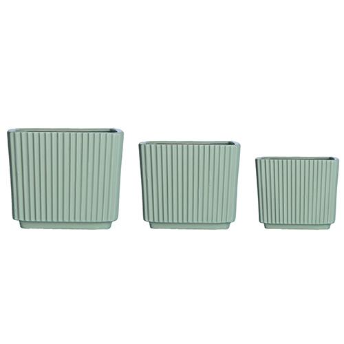 Ceramic Plant Pot 3PK Flower Pot 18.2x15.1cm & 14x13cm & 10x10cm (7.2"x6" & 5.5"x5.1" & 4"x4") Green