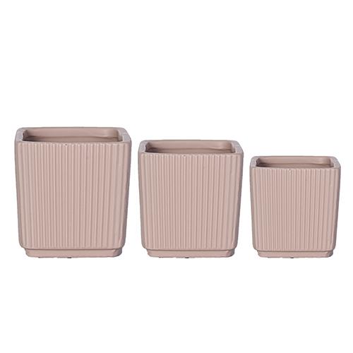 Ceramic Plant Pot 3PK Flower Pot 18.2x15.1cm & 14x13cm & 10x10cm (7.2"x6" & 5.5"x5.1" & 4"x4") Pink