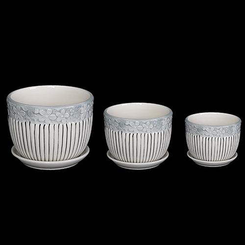 Ceramic Plant Pot 3PK Flower Pot ??21.8x18.6cm & ??17x14.1cm & ??14.5x11.4cm (8.6"x7.2" & 6.8"x5.5" & 5.7"x4.5")