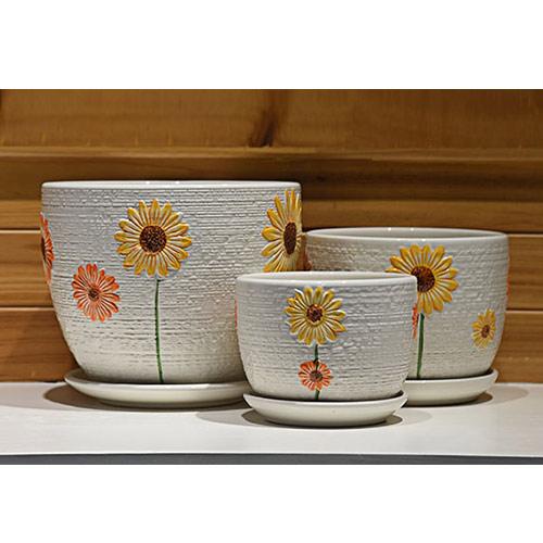 Ceramic Plant Pot 3PK Flower Pot ??21.8x18.3cm & ??17.2x14.1cm & ??14.5x11.4cm (8.6"x7.2" & 6.8"x5.5" & 5.7"x4.5")