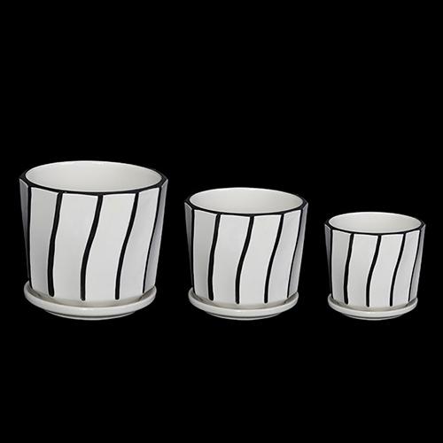 Ceramic Plant Pot 3PK Flower Pot ??22x19.5cm & ??17.5x15.8cm & ??14x13cm (8.7"x7.7" & 6.7"x6.2" & 5.5"x5.1")