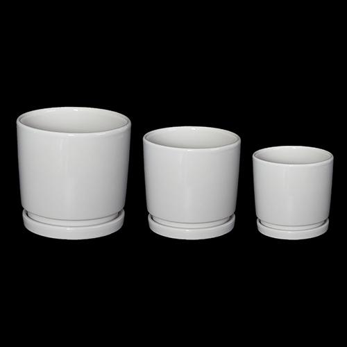 Ceramic Plant Pot 3PK ??22x19.5cm & ??18x15.8cm & ??14.5x13.2cm (8.7"x7.7" & 7"x6.2" & 5.7"x5.2") White