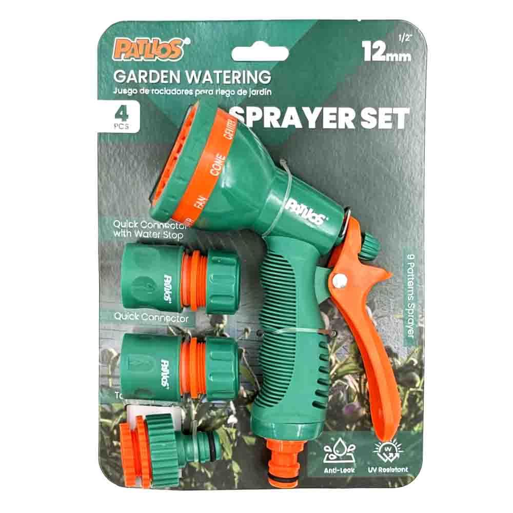 Garden Watering Nozzle Set Plastic Hose Trigger Water Gun Set 4pcs 12mm (1/2" ) UV Resistance