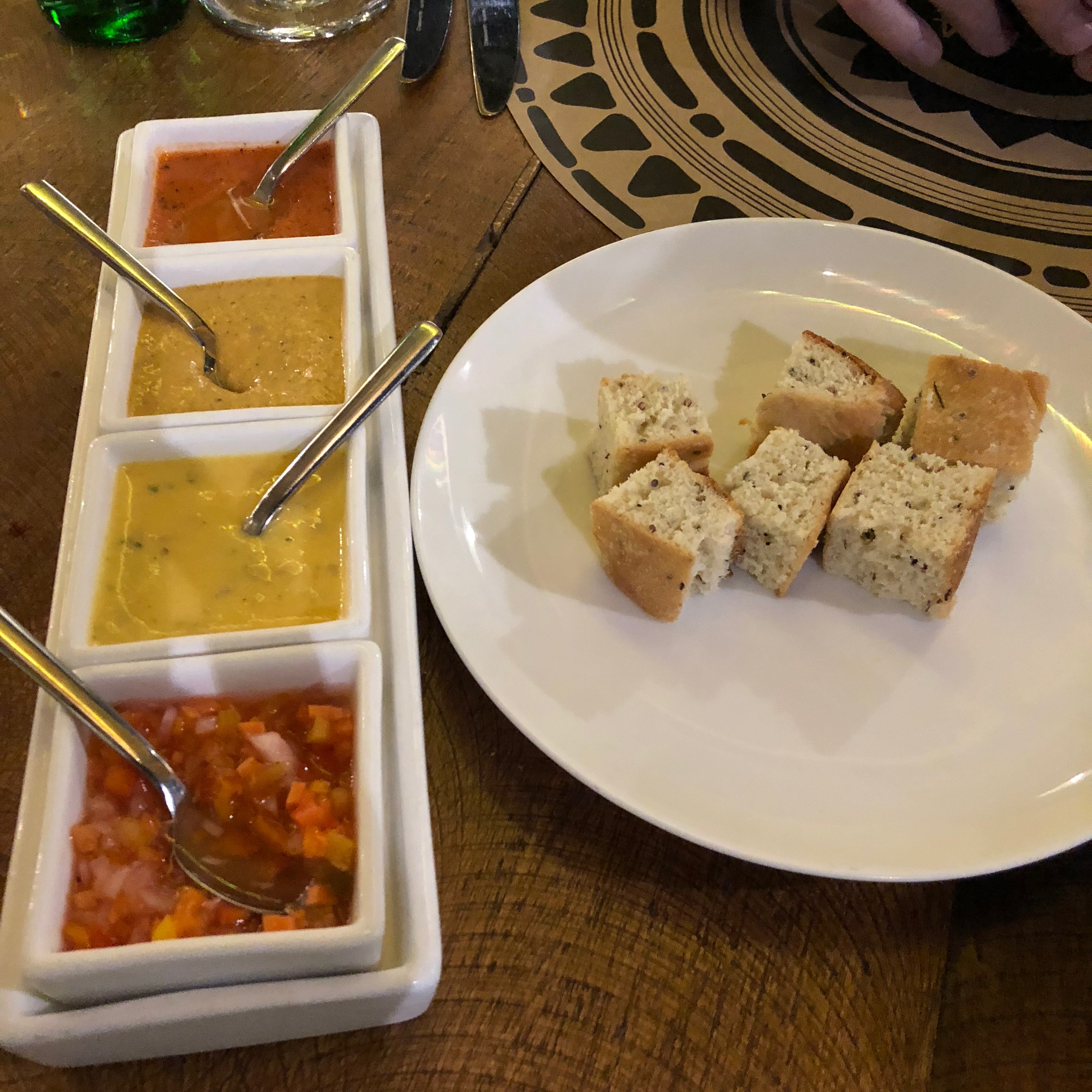 Fresh bread and unique dips.