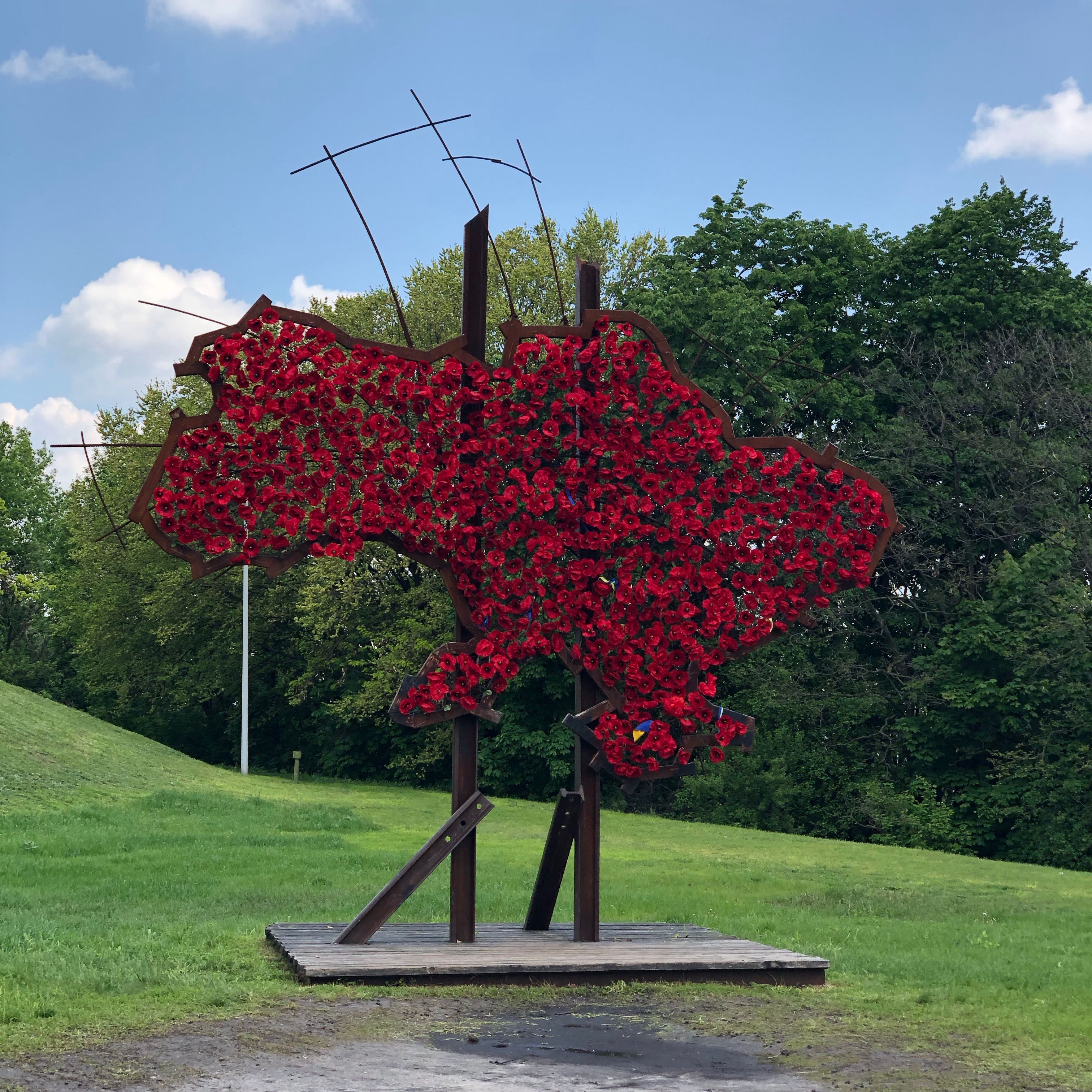 Red flowers making design