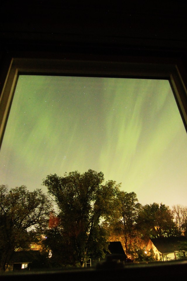Aurora viewed through my upstairs window