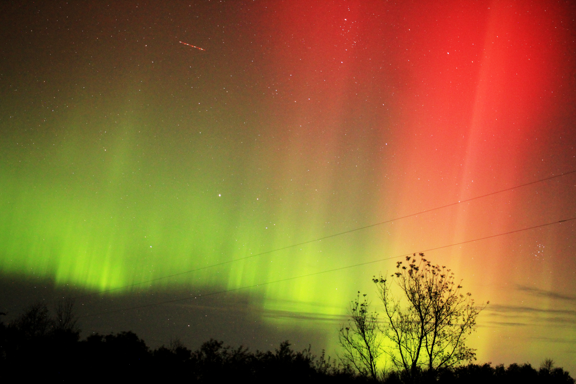 The aurora borealis, red above, green below