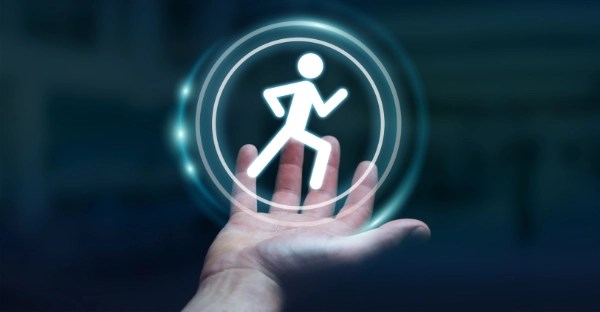 Running man icon depicting speed of service