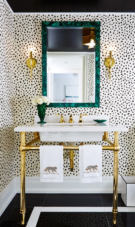 You might think patterned tile is only meant for flooring, but that's not the case. Powder Room Wallpaper - patterns & prosecco