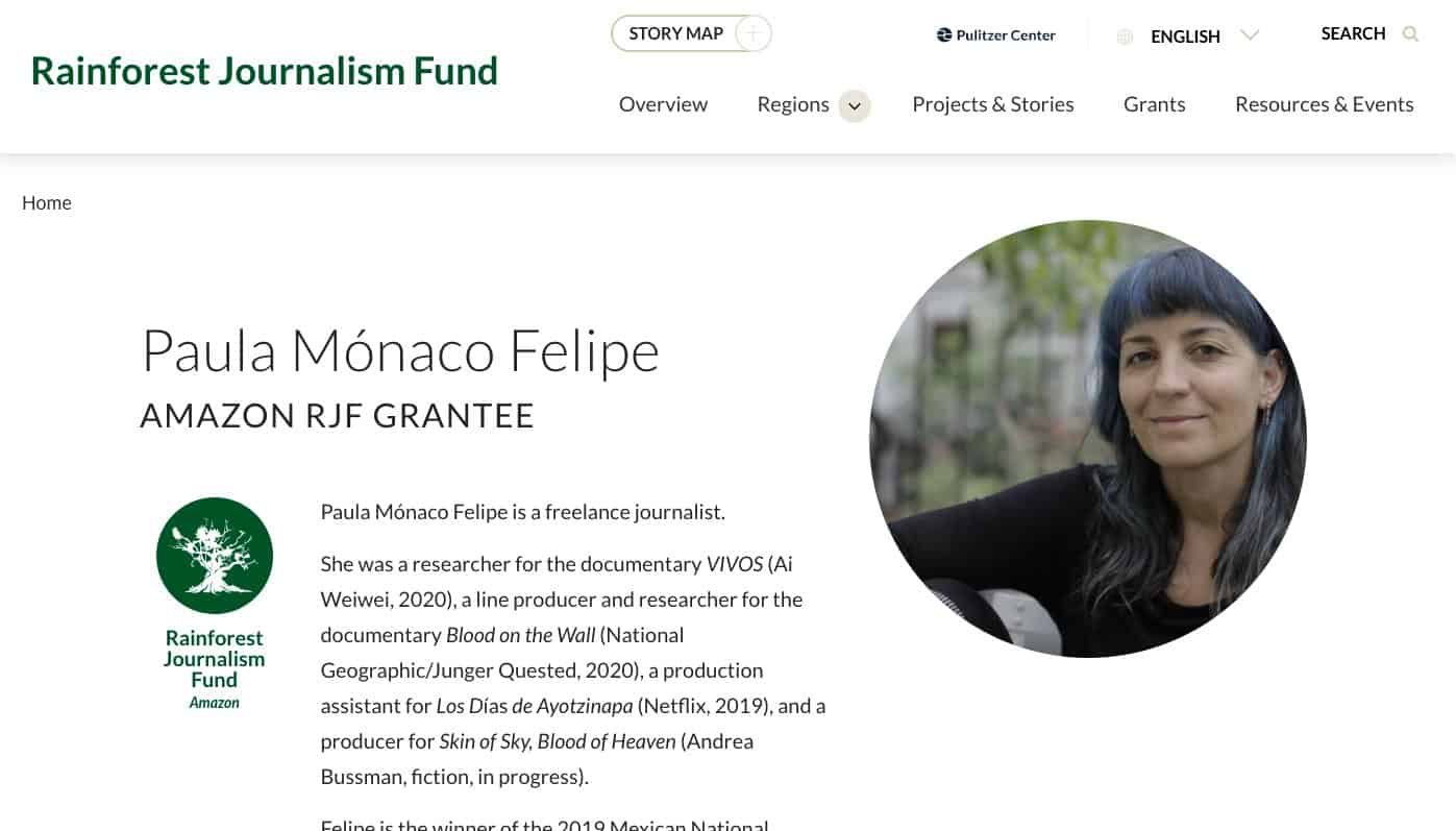 Amazon Rainforest Journalism Fund Pulitzer Center - Paula Mónaco Felipe