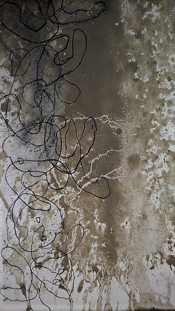 serie vloedlijnen .Waddenklei, Grafiet op papier