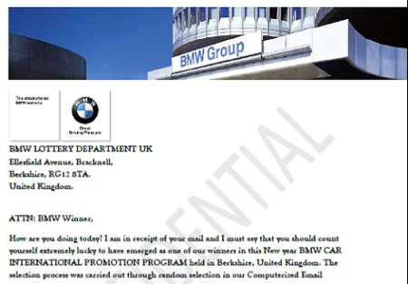 Won a bmw x6 35im through the mail? well, it's a scam!