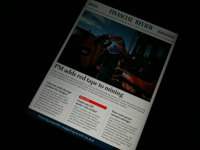 Product Review: Australian Financial Review iPad app
