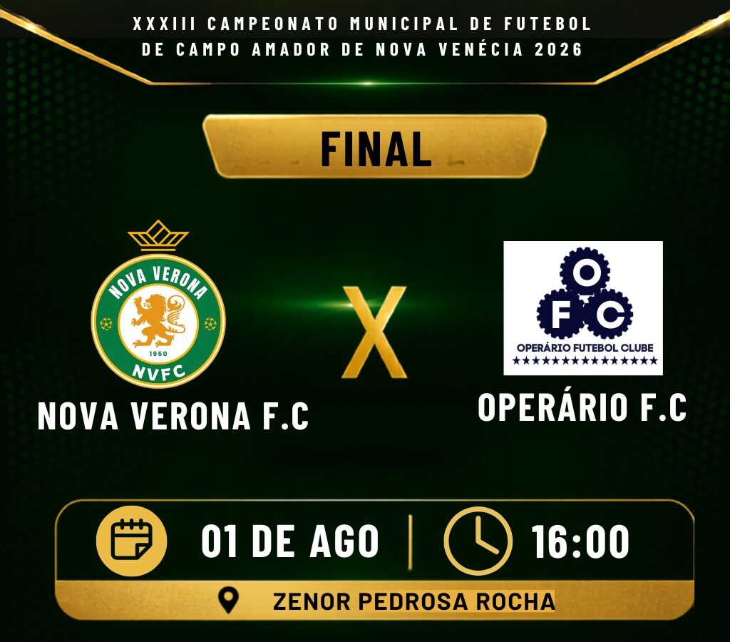 Grande final do Campeonato Municipal de Nova Venécia será neste sábado (1º)