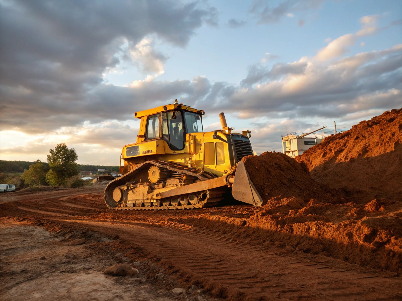 Concrete slab preparation and grading at a construction site