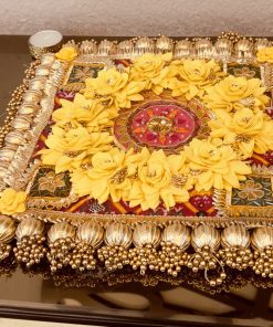 Royal floral Rangoli  cum  reversible rangoli (12”diameter) with 5candles