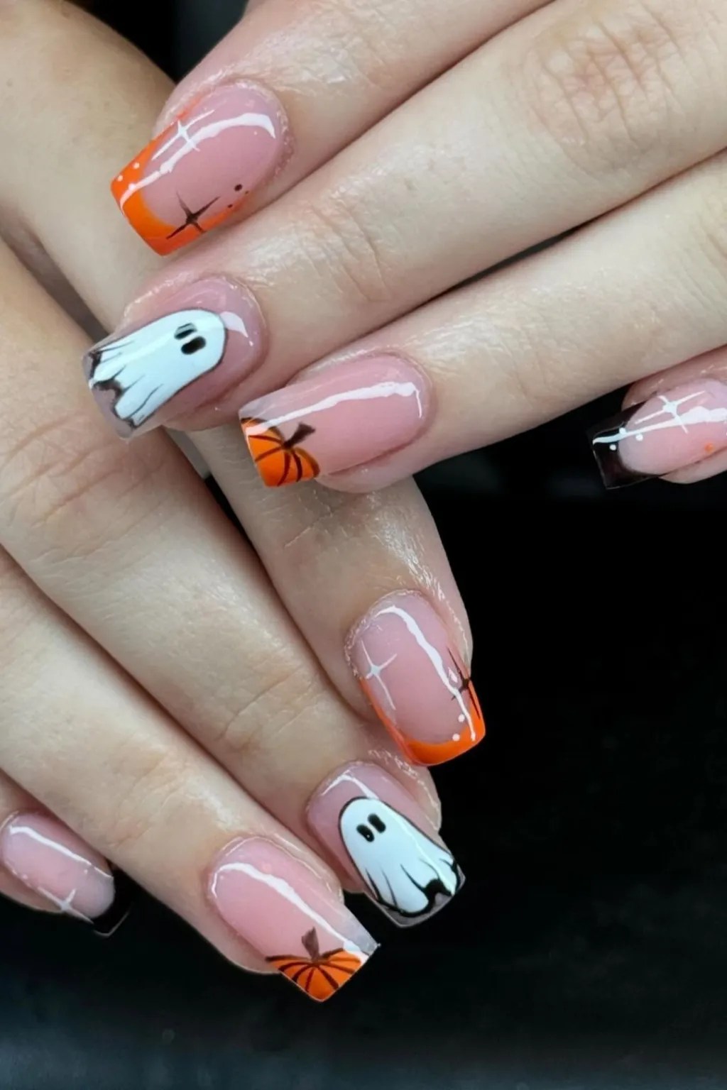 Pumpkin Gradient French Tips.