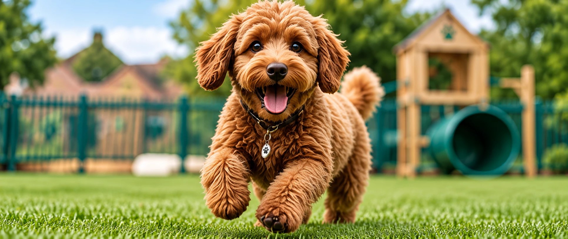Joyful Cockapoo Running at the Dog Park