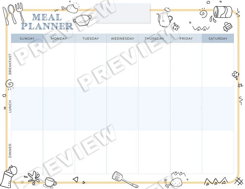 Meal Planner Payhip - Sunset Design Collection - High Resolution Quality