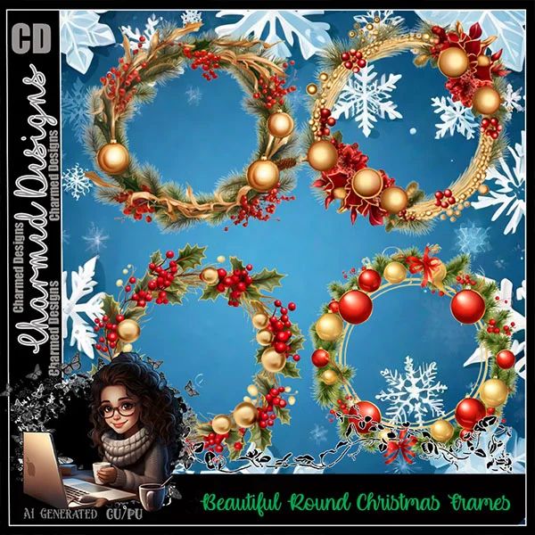 Beautiful Round Christmas Frames Payhip - High Resolution Nature Illustrations for Desktop