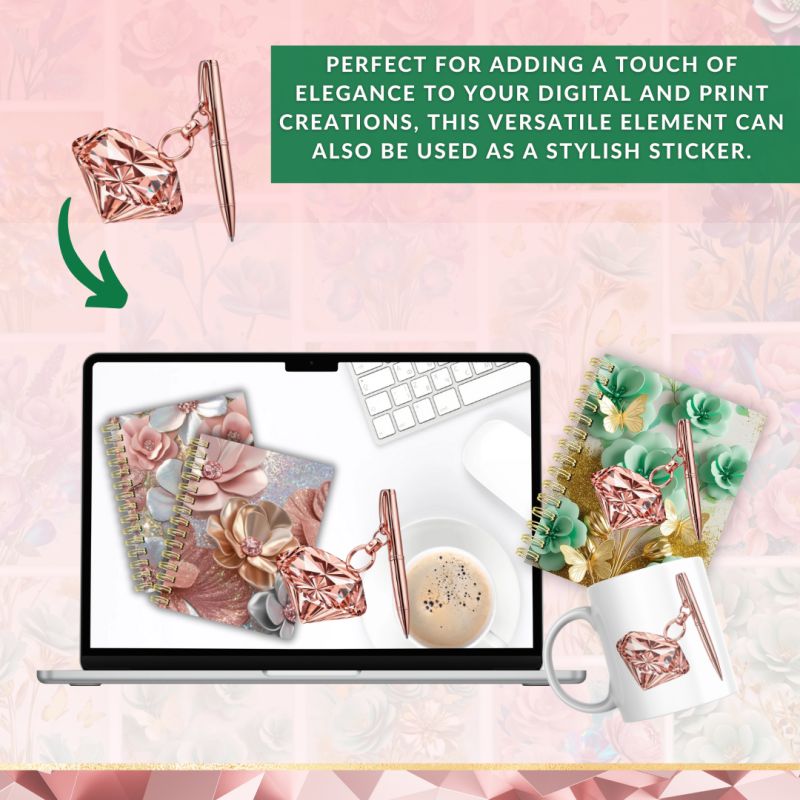 Lux Rosegold Pen Canva Element Payhip - High Quality Light Design - Ultra HD