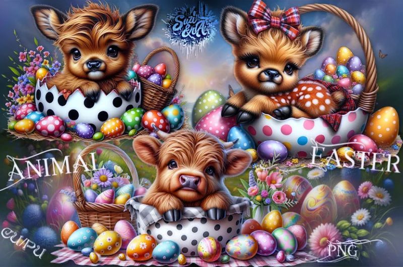 Easter Rabbit Scene Payhip - Geometric Illustrations - Elegant Ultra HD Collection