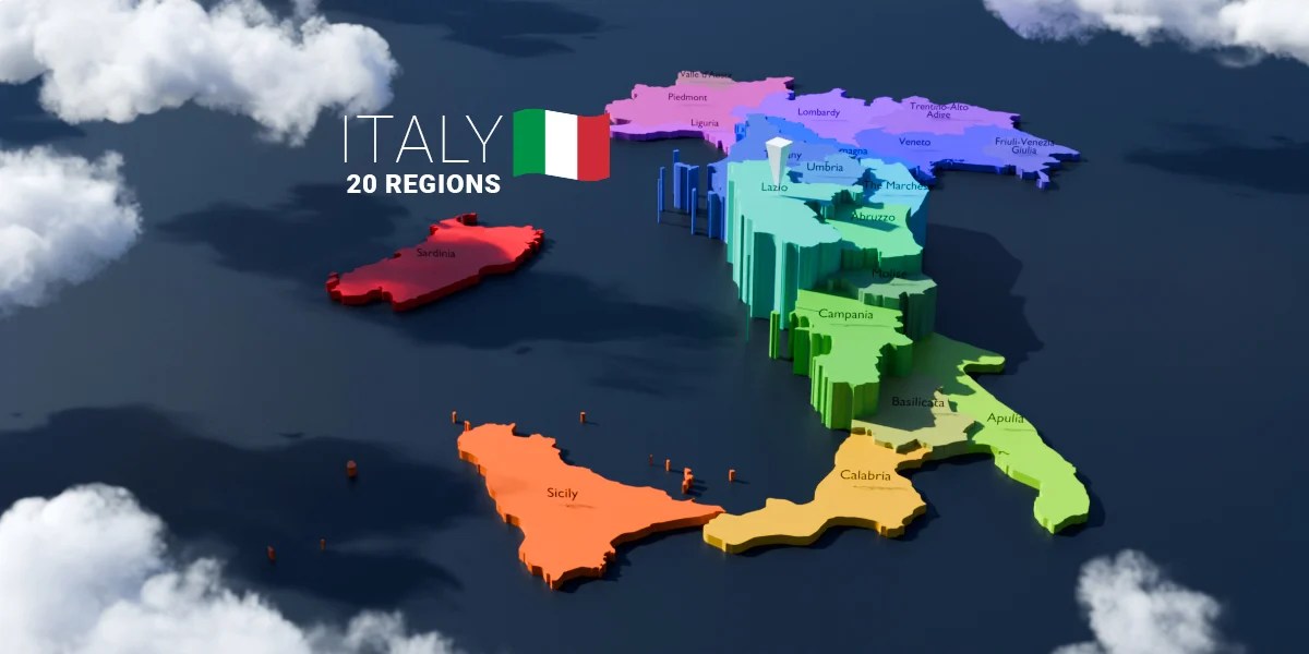 Italy 20 Regions Map 3D Pre Rendered Images Payhip O 