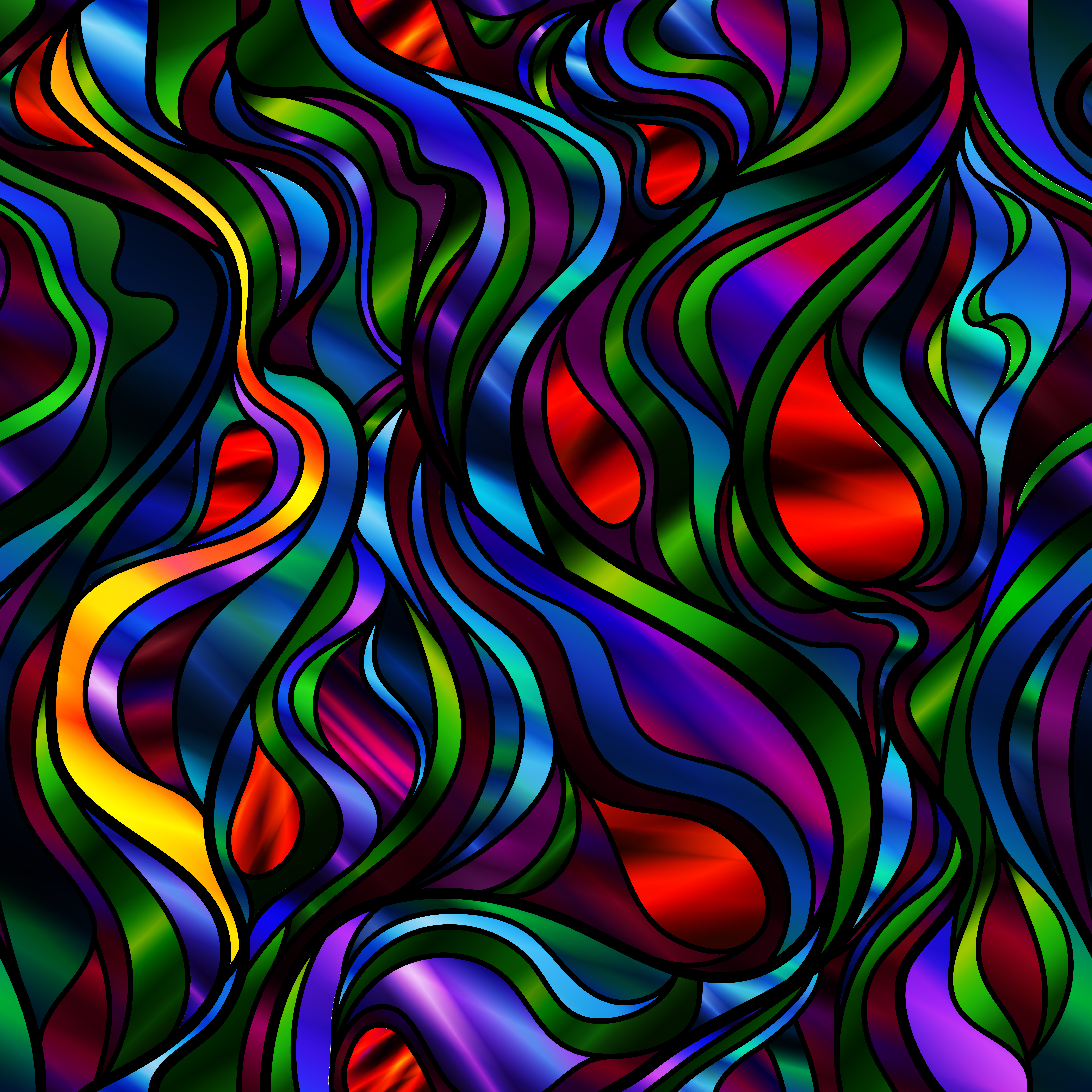 Colorful seamless abstract design in a stained-glass style.