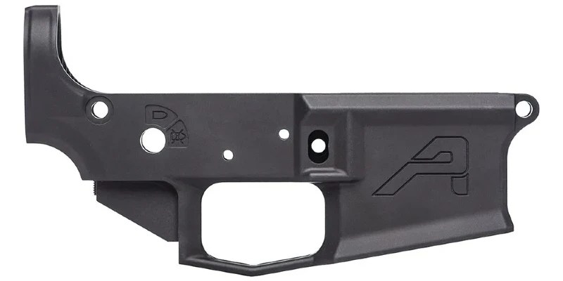 Anodized AR-15 lower receiver with matte black hardcoat Type III finish; high corrosion resistance, lightweight, and excellent surface hardness for aluminum.