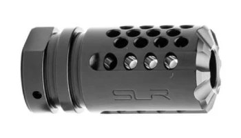 SLR Rifleworks Mini Compensator for AR-15 with single-chamber design and top porting to reduce muzzle rise.