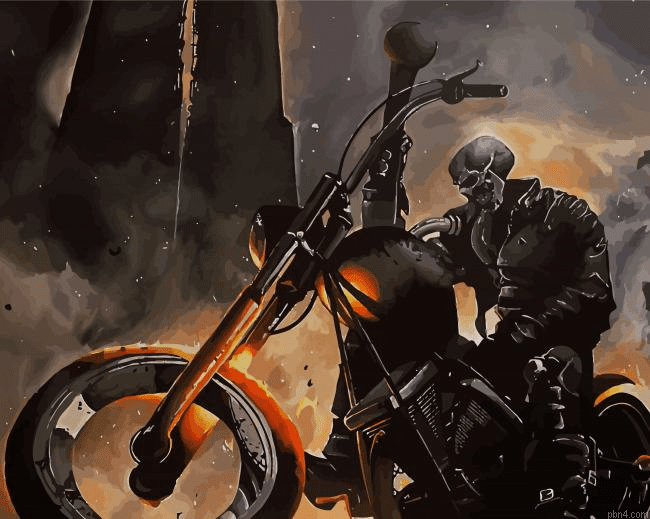 Ghost Rider Motorcycle Rider Painting By Numbers.png