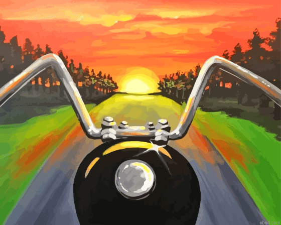 Motorcycle Sunset Ride Painting By Numbers.png