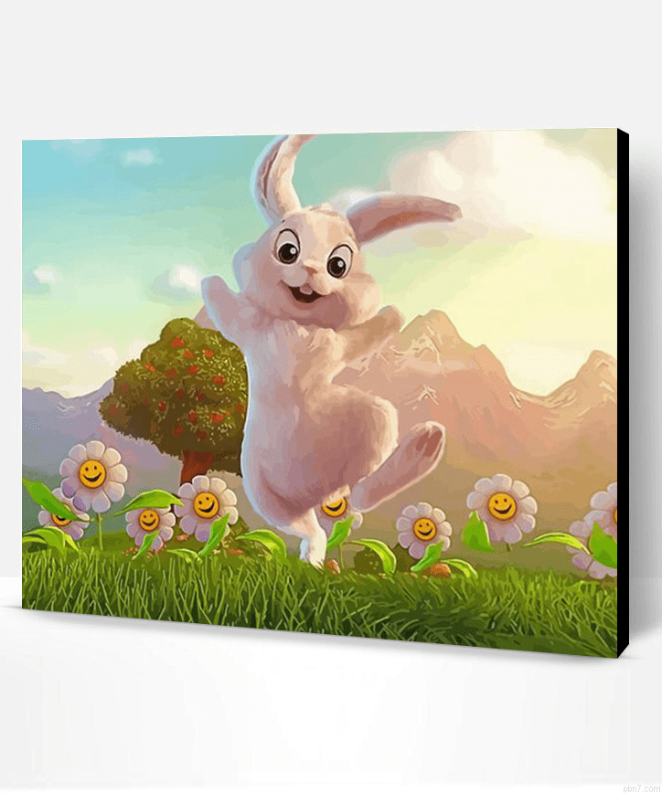 Happy Rabbit Dancing Painting By Numberss.png